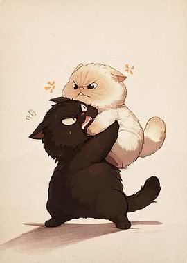 Cartoon Cats Fighting