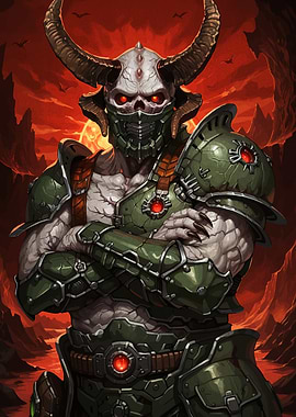 Doom Slayer demon portrait