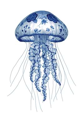 Blue and White Porcelain Jellyfish