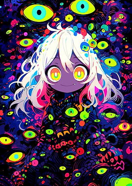 Anime Girl Surrounded by Eyes