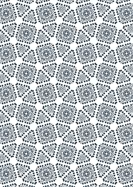 Navy Four Petal Dot Pattern