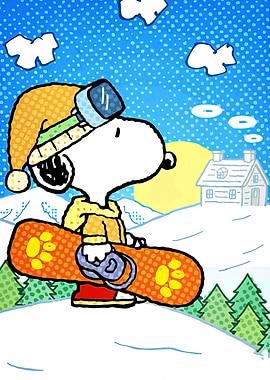 Snoopy Snowboarding Cartoon
