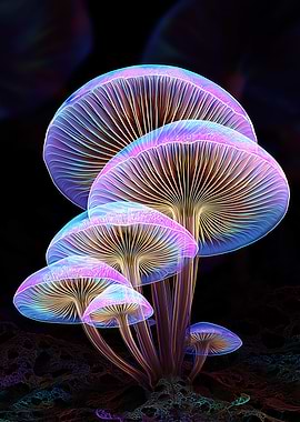 Glowing Neon Mushrooms