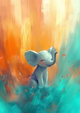 Cute Elephant Digital Painting