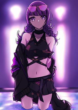 Anime Girl in Purple Light