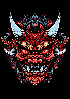 Red Oni Mask Illustration