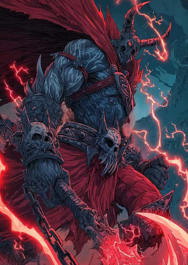 Dark Fantasy Warrior Red Energy