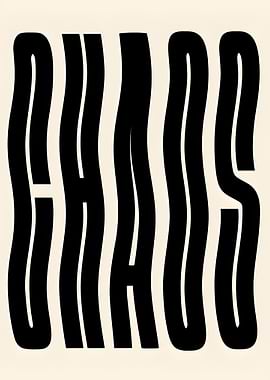 Black and White Chaos Typography Art