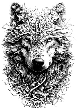 Detailed Wolf Illustration