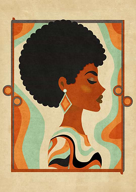 Retro Disco Girl Portrait Illustration