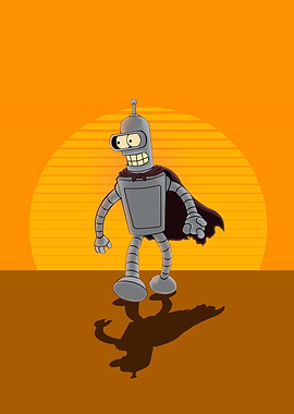 Bender Bending Rodriguez with cape