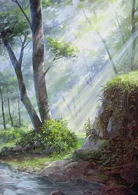 Sunlit Forest Stream