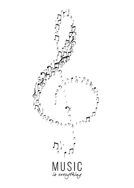 Treble Clef Made of Music Notes