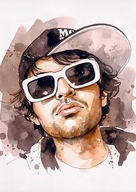 Watercolor Portrait of a Man with Cap