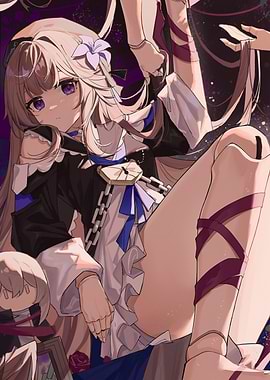 Girl with Purple Eyes and Flower