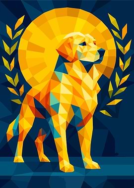 Geometric Golden Retriever Dog Art