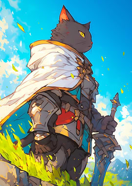 Cat Knight with Sword