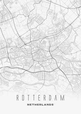 Rotterdam, Netherlands - Minimalist City Map Poster, Modern Urban Street Print, Dutch Wall Art Decor