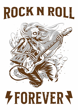 Rock N Roll Forever Skeleton Guitar