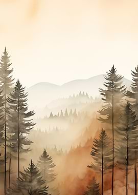 Forest Landscape Watercolor