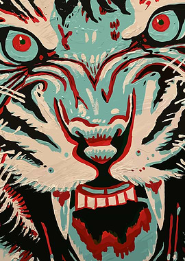 Abstract Tiger Face Painting