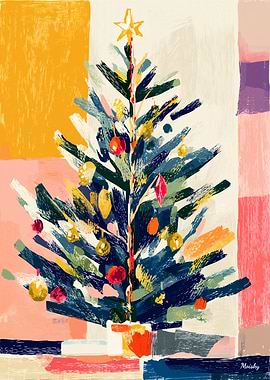 Vibrant Abstract Fauvist Christmas Tree in Bold Expressive Colors