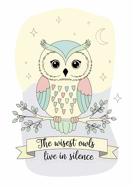 Cute Owl Illustration with Quote