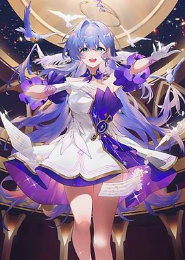 Girl with Birds and Halo