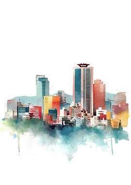 Watercolor Cityscape Painting