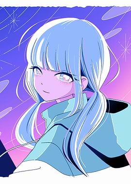 Anime Girl with Ponytails Illustration