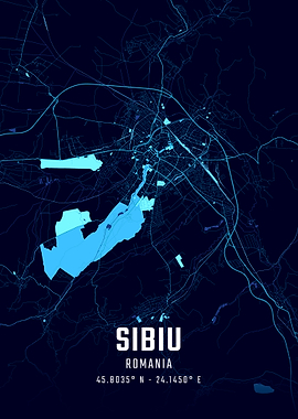 Sibiu Midnight City Map