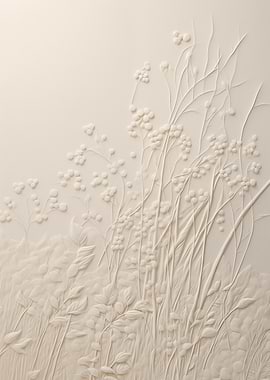 Creme Floral Relief Art