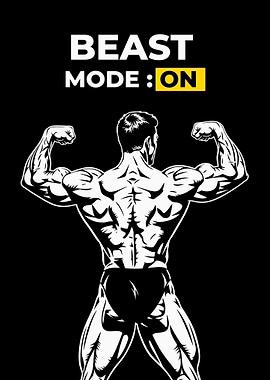 Beast Mode On Bodybuilder Illustration. gym motivation