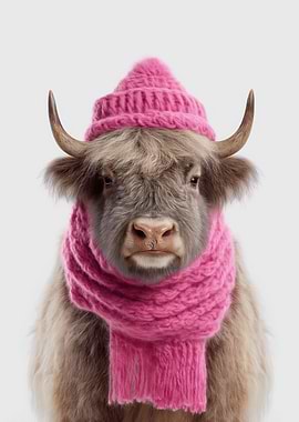 Cozy Yak in Pink Winter Outfit