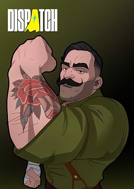 Dispatch Character with Rose Tattoo