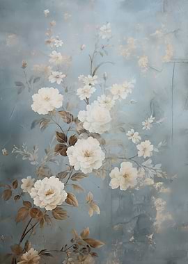 Vintage Floral White roses