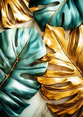 Metallic Monstera Leaves