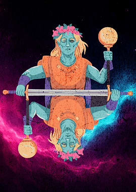 Fantasy Warrior Reflection in Space