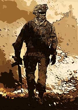 Soldier in Camouflage with Rifle