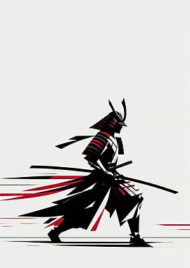 Samurai Warrior Minimalist Art