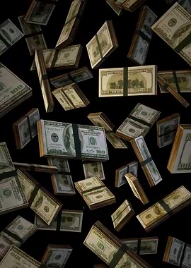 Falling stacks of hundred dollar bills