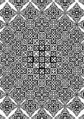 Monochrome Cross Mandala Geometric Pattern