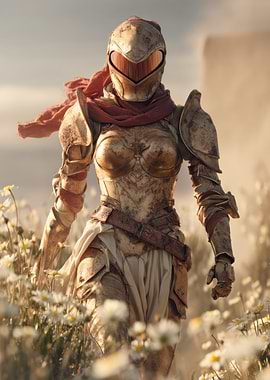 Golden Knight in Daisy Field