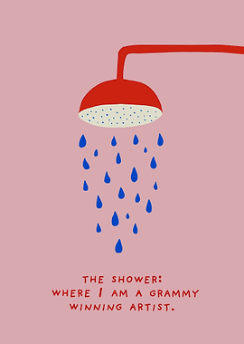 Funny Pink Bathroom Art Shower Grammy Winner Poster
