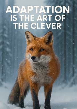 Fox in Winter Forest with Quote