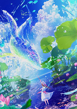 Whimsical Water Spirit and Lily Pond