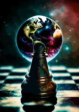 Chess Pawn with Earth Background