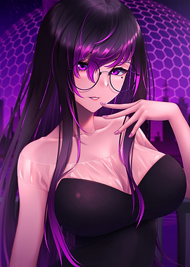 Anime Girl with Purple Highlights