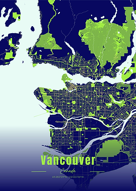 Vancouver Canada City Map Art