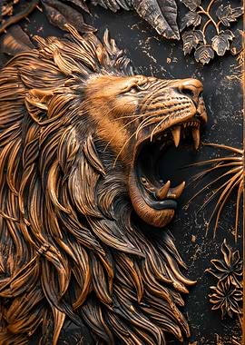 Roaring Lion Relief Sculpture